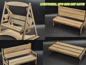 Hollywoodschaukel / Bank / Stuhl und Tischgestell, Schaukelbank für Klötzchen - Lightburn -  DXF und SVG Datei-