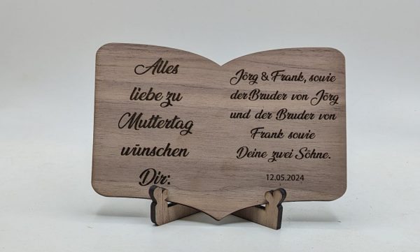 Glückwunschkarte in Buchform mit Ständer - Personalsierbar - Vorlage für Lightburn - Laser Cutter - auch mit SVG und DXF Datei – Bild 3