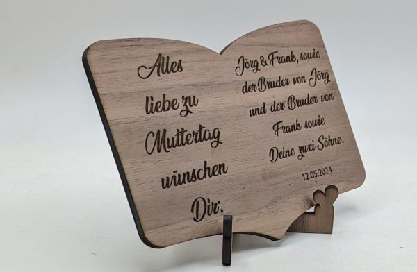 Glückwunschkarte in Buchform mit Ständer - Personalsierbar - Vorlage für Lightburn - Laser Cutter - auch mit SVG und DXF Datei