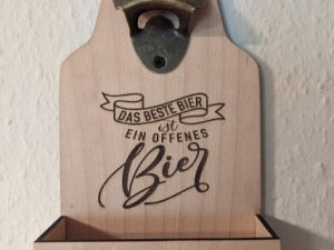 Flaschenöffner - Wandhalterung -  Vorlage für Lightburn - Laser Cutter - auch mit SVG und DXF Datei