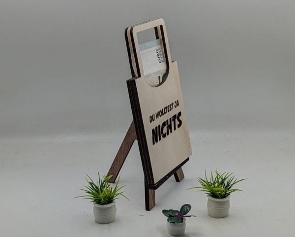 Gutscheinbox / Geldbox  in Form einer Tasche -  Vorlage für Lightburn - Laser Cutter - auch mit SVG und DXF Datei – Bild 3