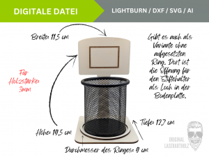 Basketball - Stiftehalter - Organizer - Schule Schulkind Schreibtisch – Vorlagen für Lightburn – Laser Cutter – SVG, DXF und AI Datei