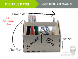 Stiftehalter - Werkzeugkasten - Organizer - Schulkind - Handwerker – Vorlagen für Lightburn – Laser Cutter – SVG, DXF und AI Datei