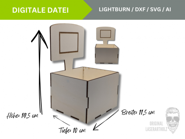 Basketball - Stiftehalter - Organizer - Schule Schulkind Schreibtisch – Vorlagen für Lightburn – Laser Cutter – SVG, DXF und AI Datei – Bild 2