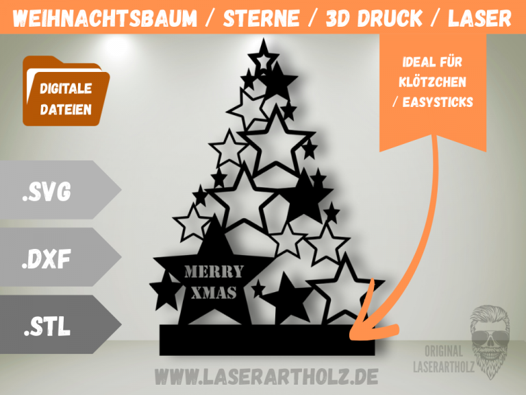 ✨ DIY Weihnachtsbaum mit Stern – Plotterdatei, Laserdatei & 3D-Druck Vorlage für deine Weihnachtsdeko