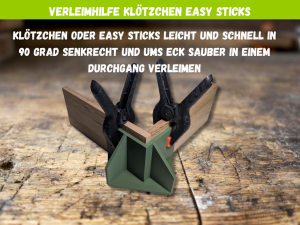 Verleimhilfe für Klötzchen / Easy Sticks - 90 Grad - Klötzchen Tools - Klötzchen Helfer - Klötzchen Werkzeug - Klötzchen Schablone