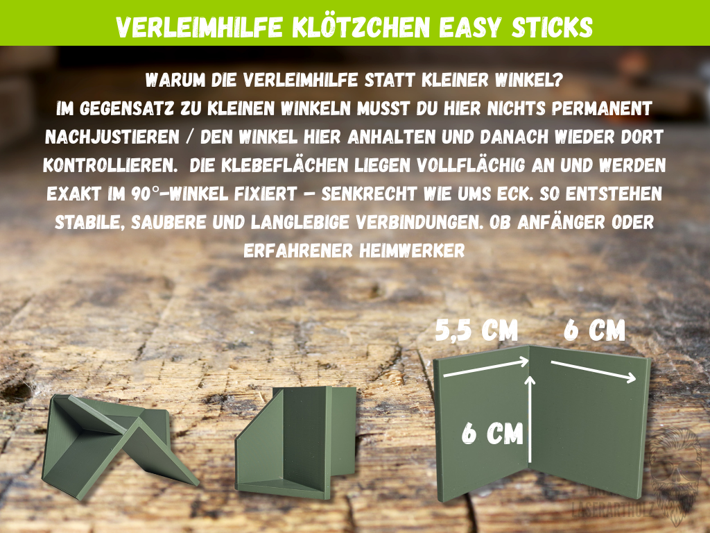 Verleimhilfe für Klötzchen / Easy Sticks - 90 Grad - Klötzchen Tools - Klötzchen Helfer - Klötzchen Werkzeug - Klötzchen Schablone – Bild 4