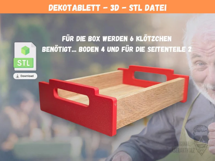 Modernes Dekotablett zum präsentieren oder als Geschenk | 3D-Druckvorlage für Klötzchen-DIY | STL-Datei für Easy Sticks oder Klötzchen – Bild 4