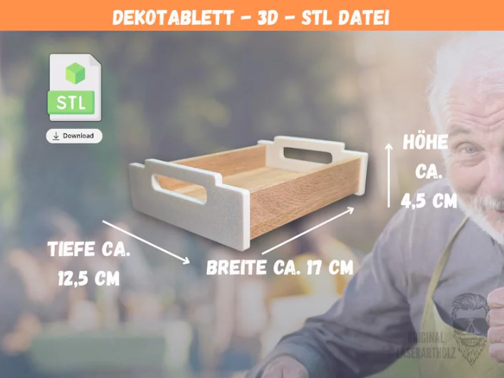 Modernes Dekotablett zum präsentieren oder als Geschenk | 3D-Druckvorlage für Klötzchen-DIY | STL-Datei für Easy Sticks oder Klötzchen – Bild 3