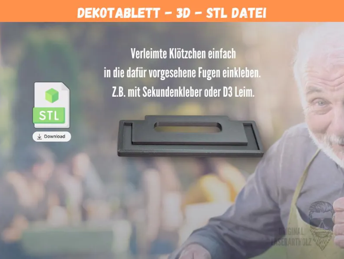 Modernes Dekotablett zum präsentieren oder als Geschenk | 3D-Druckvorlage für Klötzchen-DIY | STL-Datei für Easy Sticks oder Klötzchen – Bild 2