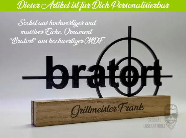 Personalisierter Aufsteller „Bratort“ – Geschenk mit Wunschtext | Deko Küche, Grill, BBQ, Humor – Bild 3