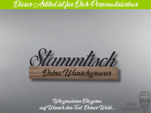 Stammtisch Aufsteller personalisiert aus Holz mit Wunschgravur – Geschenkidee für Verein, Hobbyraum & Bar – Dekoschriftzug aus Eiche