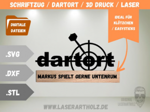 DIY Schriftzug Dartort für Klötzchen - SVG DXF STL – Plotterdatei, Laserdatei & 3D Druck Vorlage für Dart Deko & Geschenk