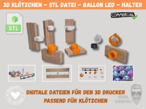 LED Halterung STL Set für Klötzchen – 3D Druck Datei für Ballonlichter – DIY Geschenkbeleuchtung für Easy Sticks