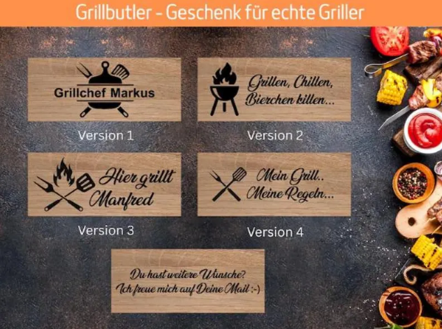 Personalisierter Grillbutler aus Eiche mit 3D Seitenteilen – Gewürzbox mit Gravur – BBQ Geschenk für Grillmeister – Bild 2