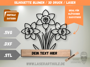 Blumen Aufsteller Datei SVG DXF STL – DIY Klötzchen Deko für Laser, Plotter & 3D Druck