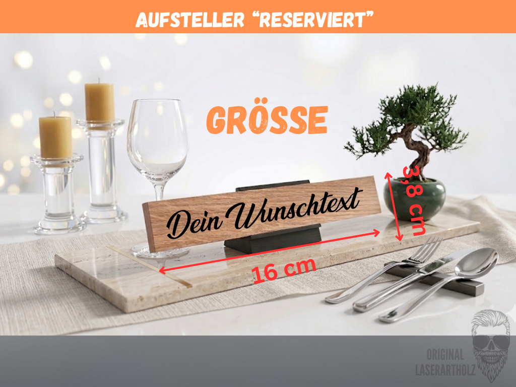 Reserviert Aufsteller personalisierbar – Tischschild Hochzeit Restaurant Deko - Klötzchen - Hand Made - Nachhaltig - – Bild 2