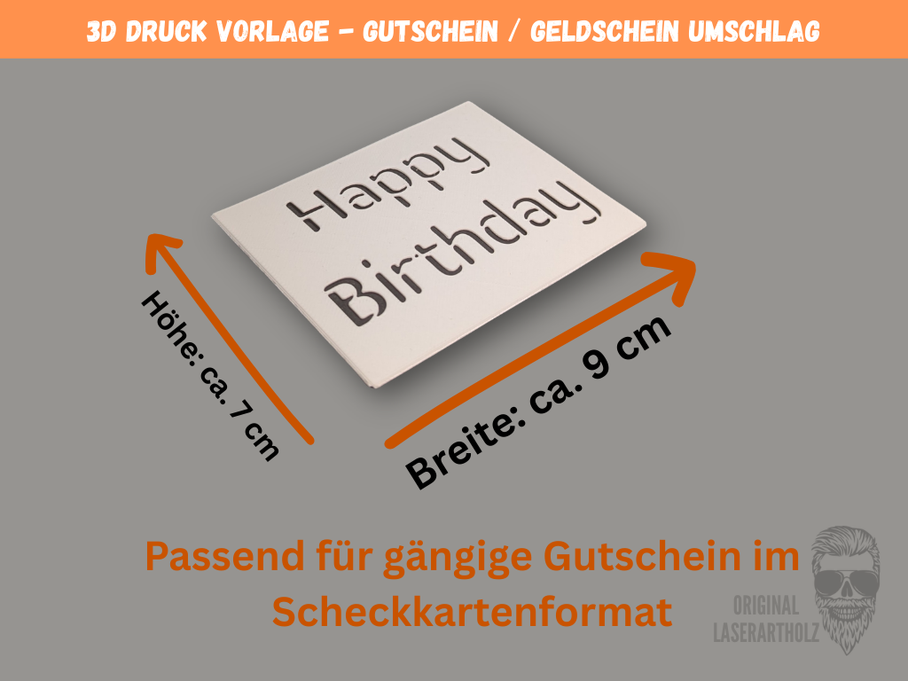 3D STL-Dateien Gutschein / Geldschein Umschlag zum selberdrucken mit 10 verschiendenen Motiven - Schriftzügen - Scheckkartenformat - A1 Mini – Bild 3