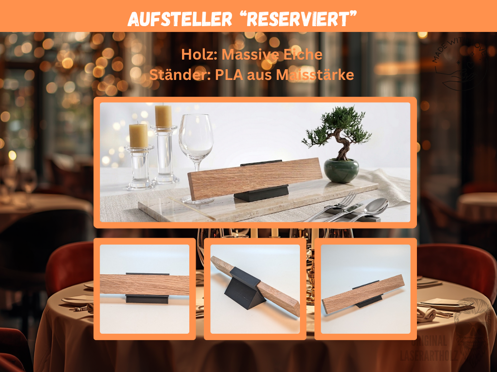 Reserviert Aufsteller personalisierbar – Tischschild Hochzeit Restaurant Deko - Klötzchen - Hand Made - Nachhaltig - – Bild 4