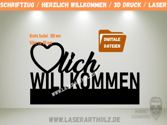 DIY Schriftzug Herzlich Willkommen SVG DXF STL – Plotterdatei, Laserdatei & 3D Druck Vorlage für Klötzchen Deko – Bild 3