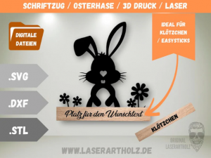 DIY Osterhase Silhouette SVG DXF STL – Plotterdatei, Laserdatei & 3D Druck Vorlage für Klötzchen Osterdeko