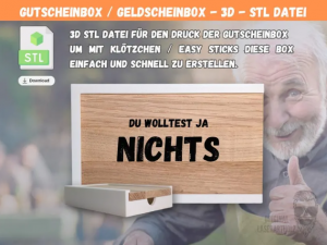 3D Druck Gutscheinbox STL Datei für Klötzchen – DIY Geldgeschenk Box & Geschenkbox selber machen