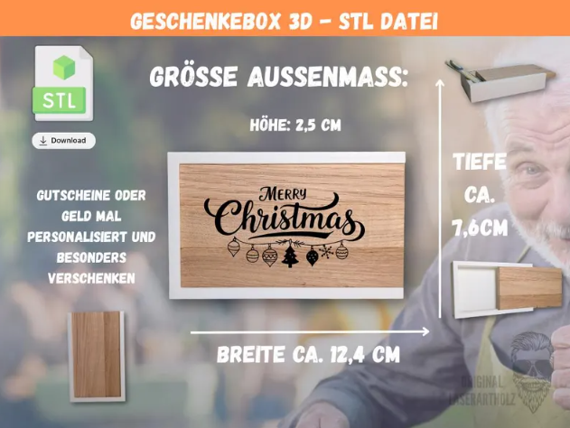 3D Druck Gutscheinbox STL Datei für Klötzchen – DIY Geldgeschenk Box & Geschenkbox selber machen – Bild 2