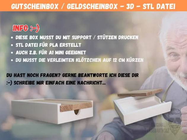 3D Druck Gutscheinbox STL Datei für Klötzchen – DIY Geldgeschenk Box & Geschenkbox selber machen – Bild 3