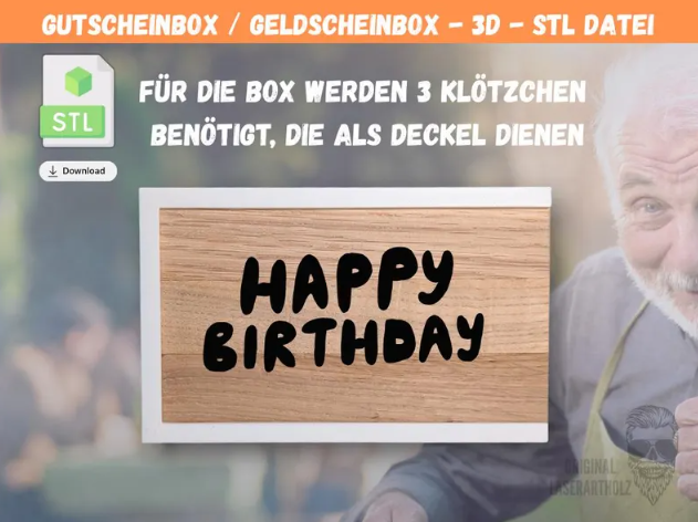 3D Druck Gutscheinbox STL Datei für Klötzchen – DIY Geldgeschenk Box & Geschenkbox selber machen – Bild 4