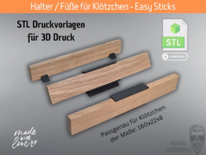 3D Druck Halterungen STL Datei für Klötzchen – Füße & Aufsteller für Easy Sticks DIY Projekte