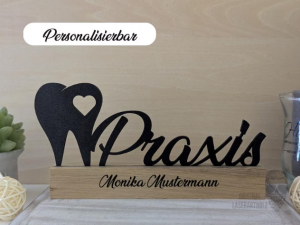 Namensschild & Dekoaufsteller für Zahnarzt Praxis, Büro oder Eingang – personalisiert