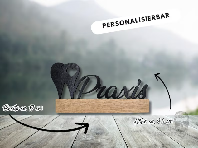 Namensschild & Dekoaufsteller für Zahnarzt Praxis, Büro oder Eingang – personalisiert – Bild 2
