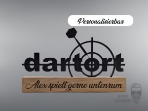 Namensschild & Dekoaufsteller für Dart Fans – personalisiert mit Gravur