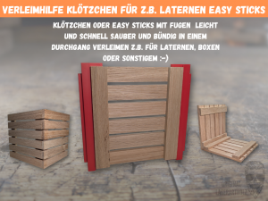 Verleimhilfe für wiederholgenaue Seitenteile mit Fugen für Klötzchen / Easy Sticks - 3D Druck - Klötzchen Tools - Laterne / Teelicht / Box