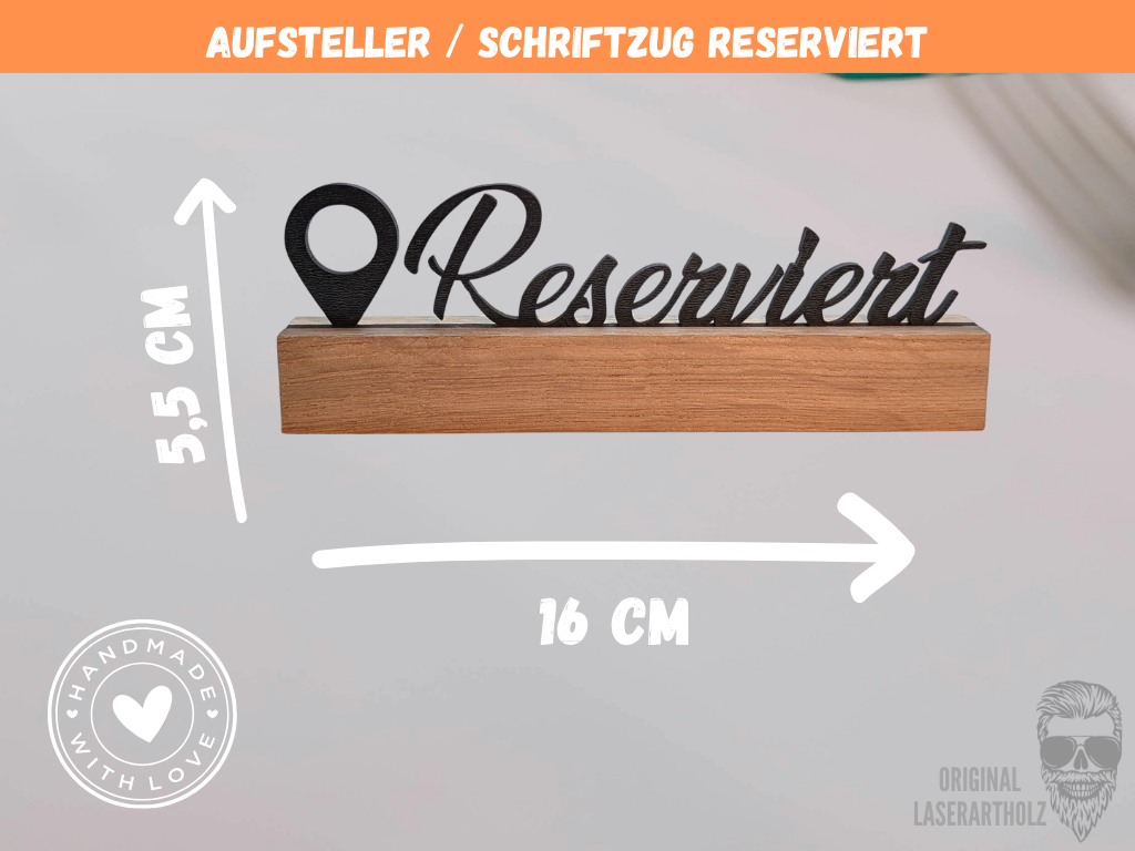 Reserviert Aufsteller personalisierbar – Tischschild Hochzeit Restaurant Deko - Klötzchen - Hand Made - Nachhaltig - – Bild 2