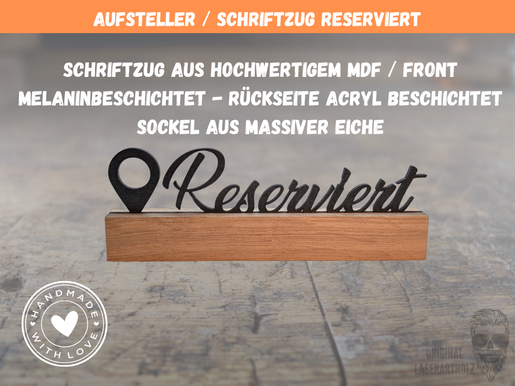Reserviert Aufsteller personalisierbar – Tischschild Hochzeit Restaurant Deko - Klötzchen - Hand Made - Nachhaltig - – Bild 3