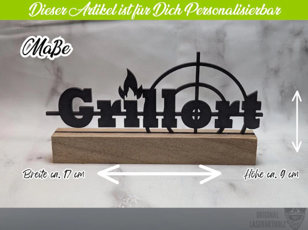 Aufsteller - Grillort - Personalisierbar - Grillen - Grillzubehör | BBQ | Deko | Grillchef – Geschenk für Männer – Unikat - Krimi – Bild 3