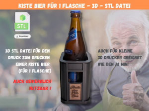 3D Druck STL Bierkiste für 1 Flasche Bier | Personalisierbares Geschenk für Männer | Geburtstag | Männerhandtasche - Gewerblich nutzbar