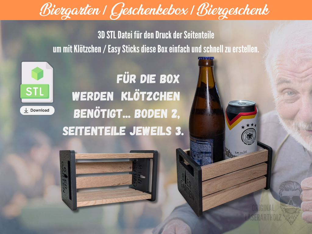 Biergarten / Männer & Bier / Geschenkebox / Bierkasten / 3D-Druckvorlage für Klötzchen-DIY | STL-Datei für Easy Sticks oder Klötzchen – Bild 2