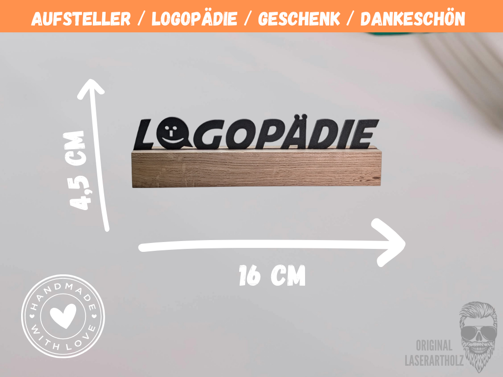 Aufsteller für Logopädie , Logopädinnen und Logopäden - Namensschild - Personalisierbar mit Wunschtext - Jeder Aufsteller ist ein Unikat – Bild 2