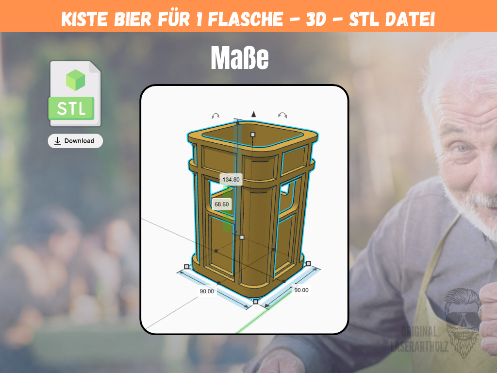 3D Druck STL Bierkiste für 1 Flasche Bier | Personalisierbares Geschenk für Männer | Geburtstag | Männerhandtasche - Gewerblich nutzbar – Bild 3