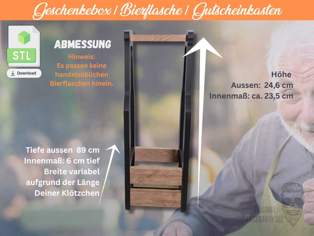 Träger Biermotiv 3D / Männer & Bier / Geschenkebox / Bierkasten / 3D-Druckvorlage für Klötzchen-DIY | STL-Datei zum selber drucken :-) – Bild 3