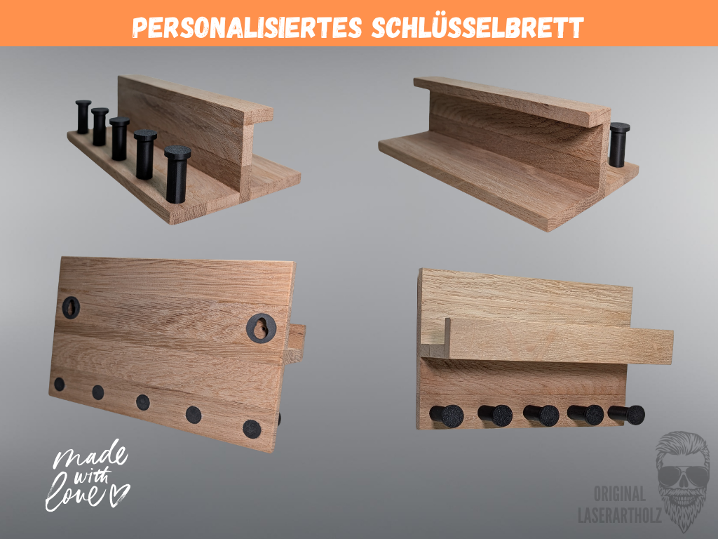 Personalisiertes Schlüsselbrett aus massiver Eiche – Deko Wand Schlüsselhalter individuell – Geschenk – Modern & Nachhaltig – Bild 4