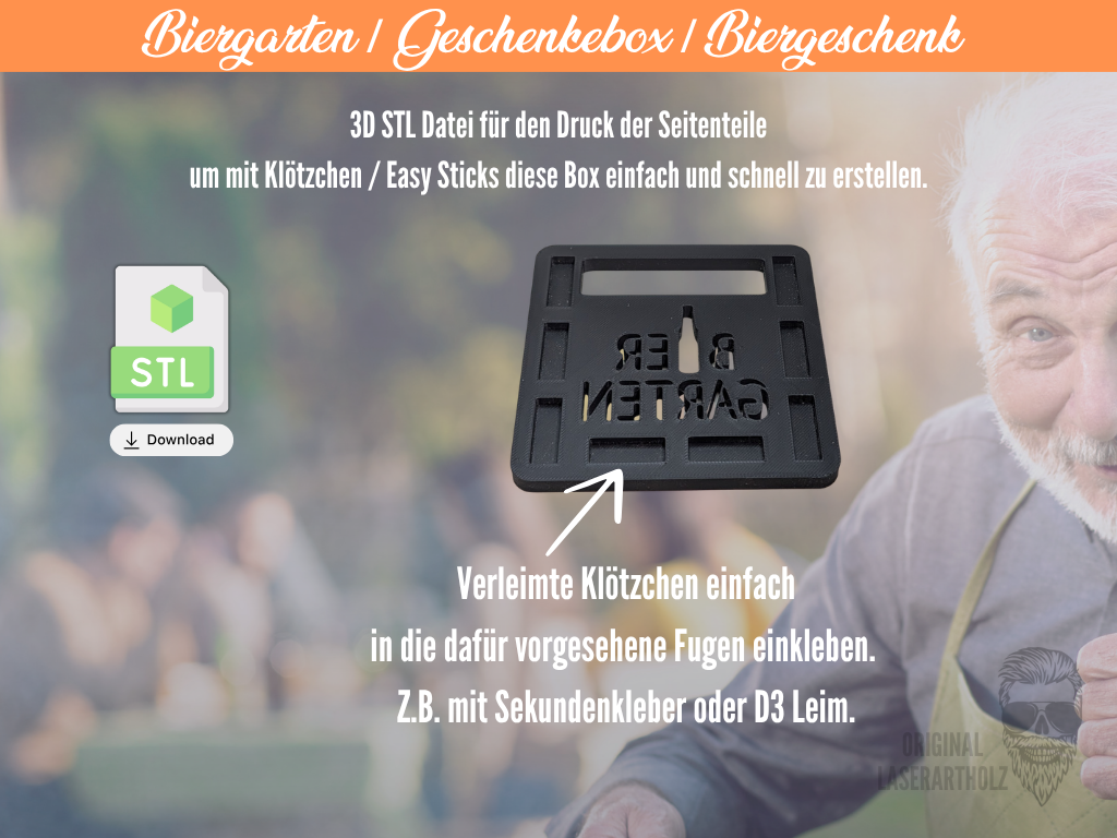 Biergarten / Männer & Bier / Geschenkebox / Bierkasten / 3D-Druckvorlage für Klötzchen-DIY | STL-Datei für Easy Sticks oder Klötzchen – Bild 4