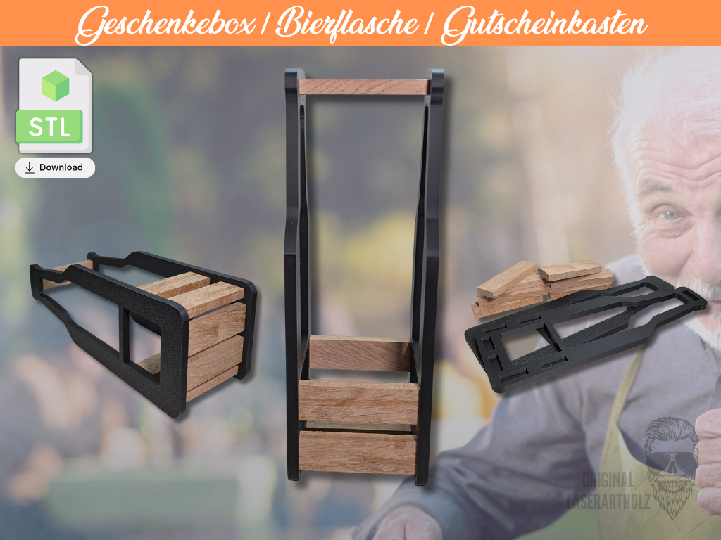 Träger Biermotiv 3D / Männer & Bier / Geschenkebox / Bierkasten / 3D-Druckvorlage für Klötzchen-DIY | STL-Datei zum selber drucken :-) – Bild 4