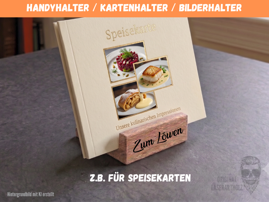 Handyhalter, Kartenhalter, Visitenkartenhalter aus massiver Eiche handgefertigt. Personalisierbar - Unikat – Bild 5