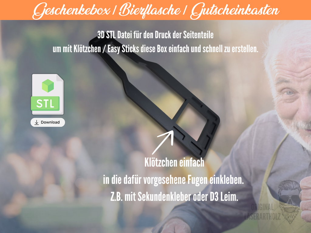 Träger Biermotiv 3D / Männer & Bier / Geschenkebox / Bierkasten / 3D-Druckvorlage für Klötzchen-DIY | STL-Datei zum selber drucken :-) – Bild 5