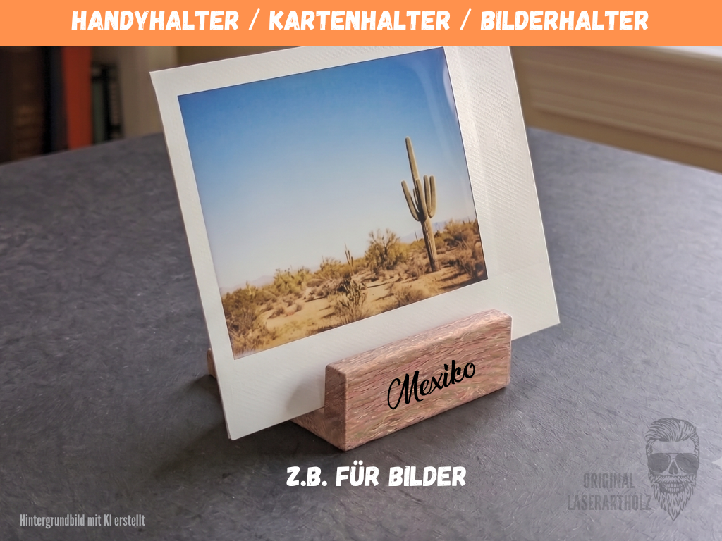 Handyhalter, Kartenhalter, Visitenkartenhalter aus massiver Eiche handgefertigt. Personalisierbar - Unikat – Bild 7