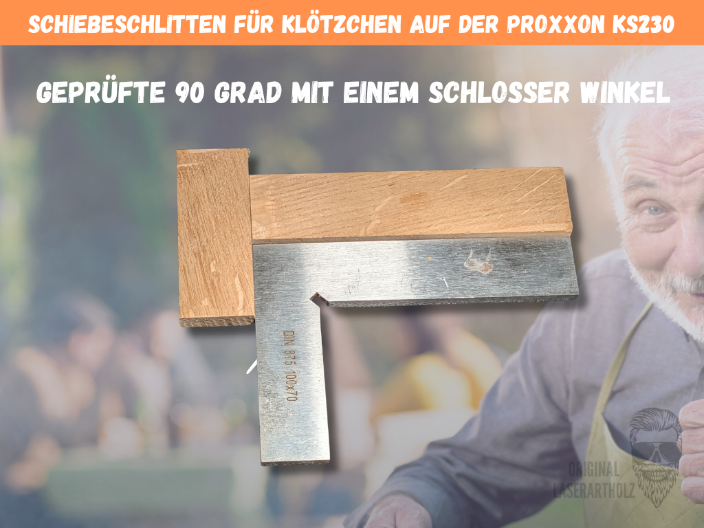 Präzisions-Schiebeschlitten für Proxxon KS 230 | Perfekt für Klötzchen und Easy-Sticks | Exakte 90 Grad Schnitte | 3D-Druck Zubehör – Bild 6