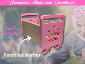 Handgefertigte und Personalisierte Geschenkbox für Frauen aus Holz & 3D Druck – Mädelsabend Geschenk Kiste, Geburtstag, mit Wunschgravur